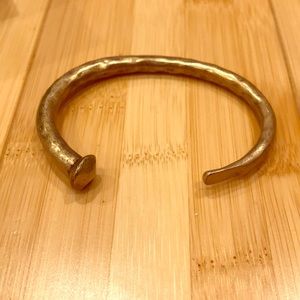 Hammered Gold Railroad Spike Nail Cuff